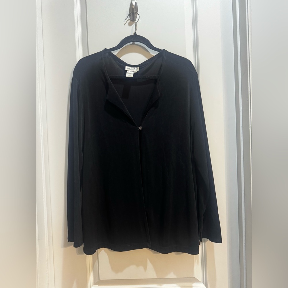 Coldwater Creek Black Slinky Cardigan XL One Button Armpit To Armpit 24”